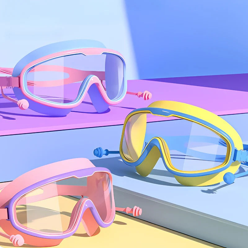 Kids Anti-Fog Swim Goggles with Wide View and Adjustable Strap