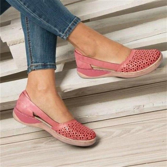 Comfortable PU Leather Flats for Bunions with Concealed Heel