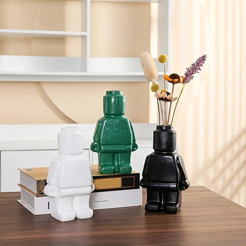 Ceramic Lego Flower Pot - Modern Minimalist Vase