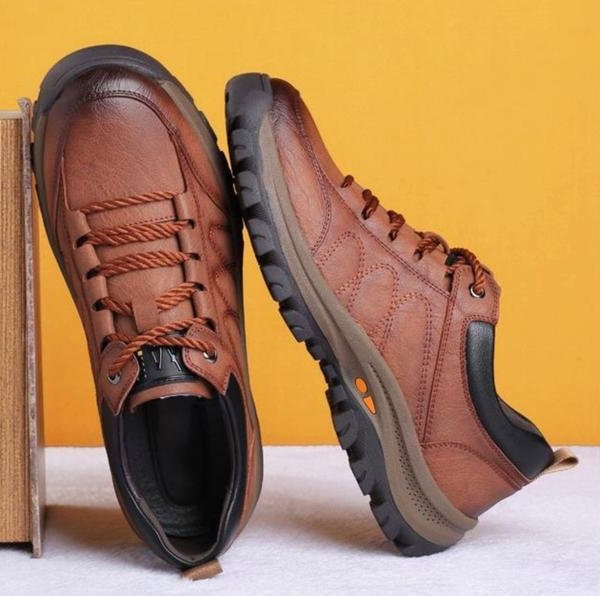 Men's Waterproof Orthopedic Leather Shoes with Ergonomic Insoles