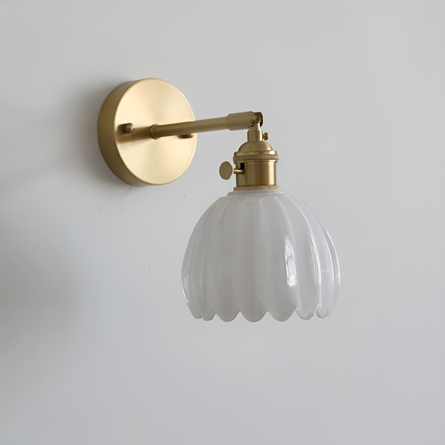 Modern Pink Ribbed Glass Wall Sconce with Brushed Gold Finish