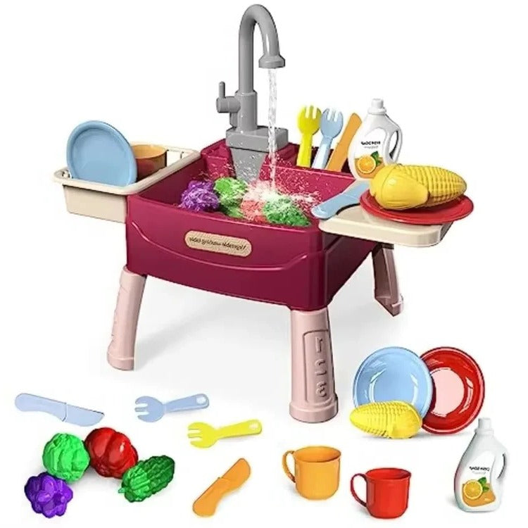 Children's Play Kitchen with Interactive Water Tap