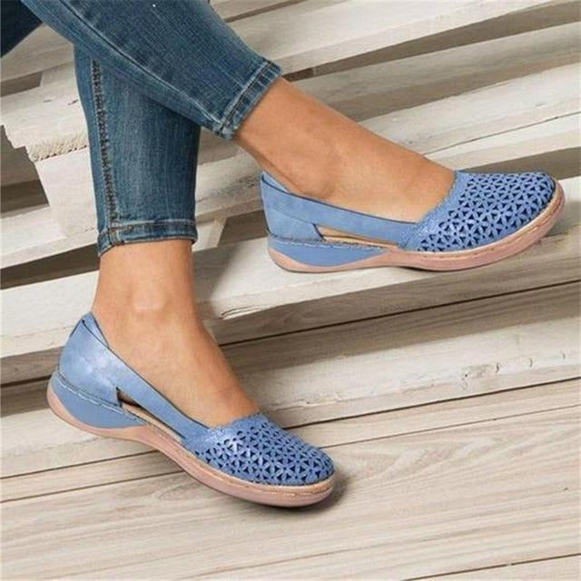 Comfortable PU Leather Flats for Bunions with Concealed Heel