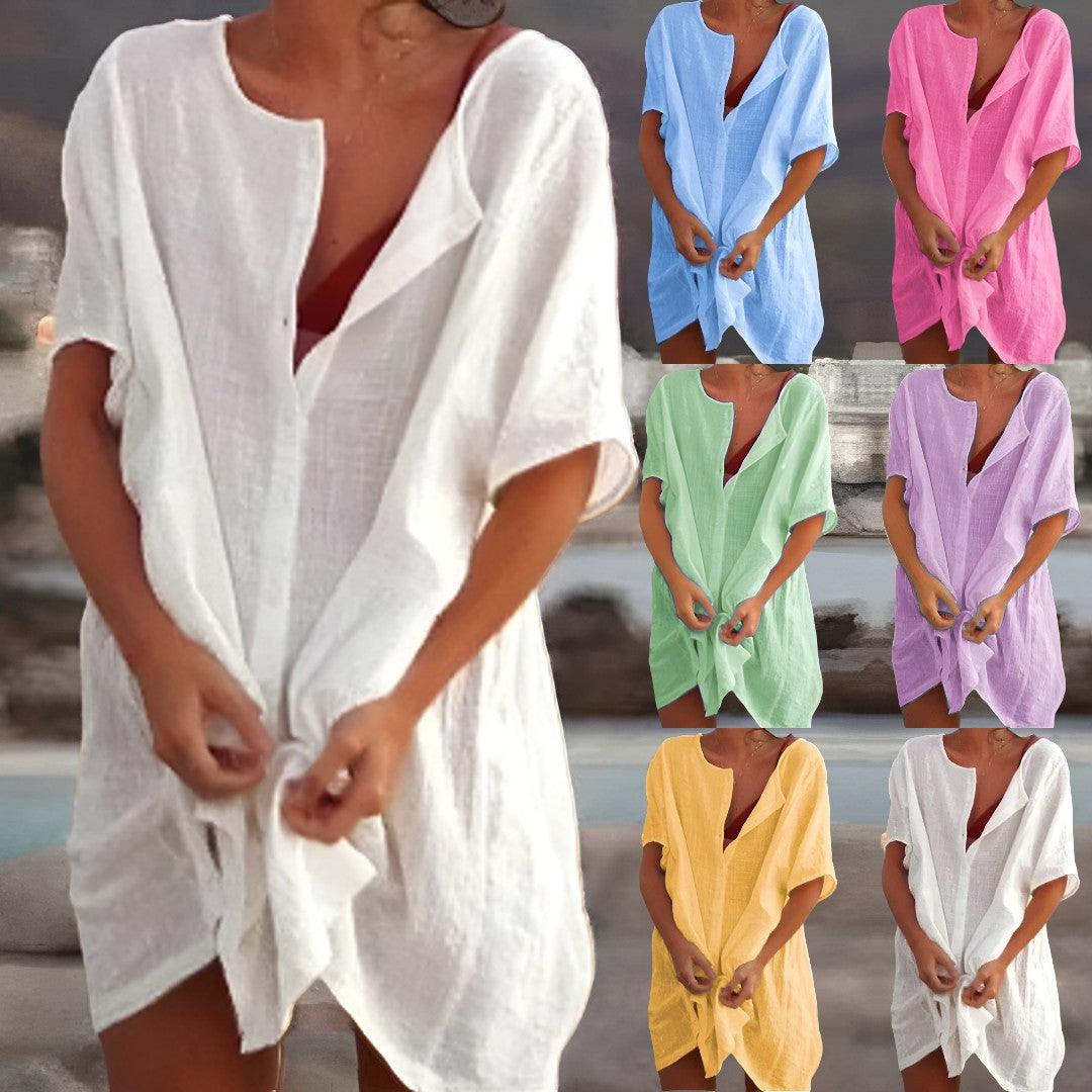 Loose Fit Knee-Length Women's Cotton Summer Dress