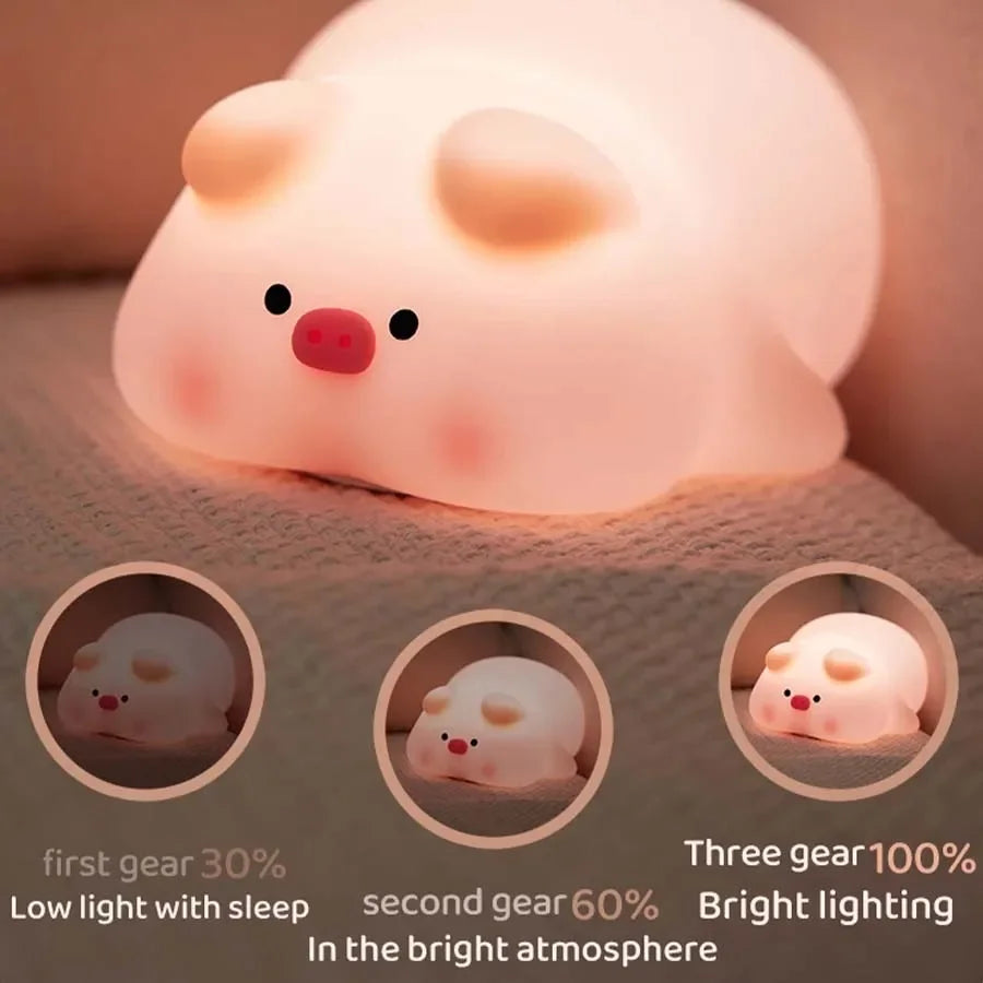 Soft LED Animal Night Light with Timer for Kids