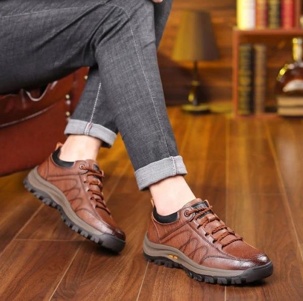Men's Waterproof Orthopedic Leather Shoes with Ergonomic Insoles