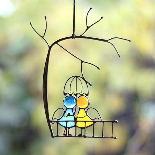 Colorful Glass Sun Catcher with Decorative Design for Light Reflections