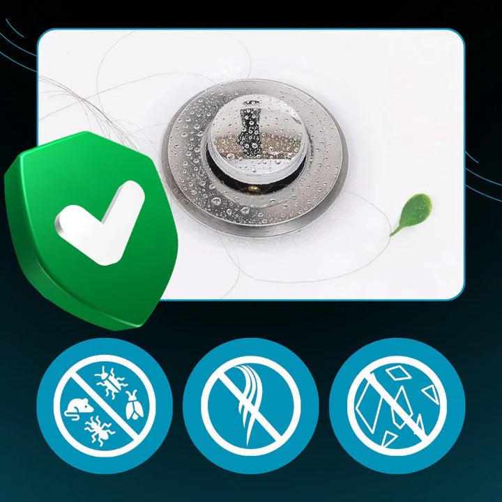 Odor Blocking Pop-Up Sink Stopper with Built-In Strainer