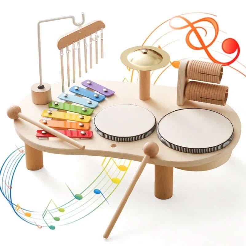 Musical Wooden Toy Set with Xylophone and Instruments for Babies 12 Months+