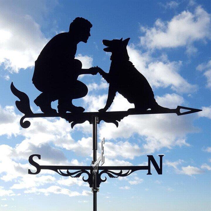 Metal Animal Silhouette Weathervane for Garden and Roof
