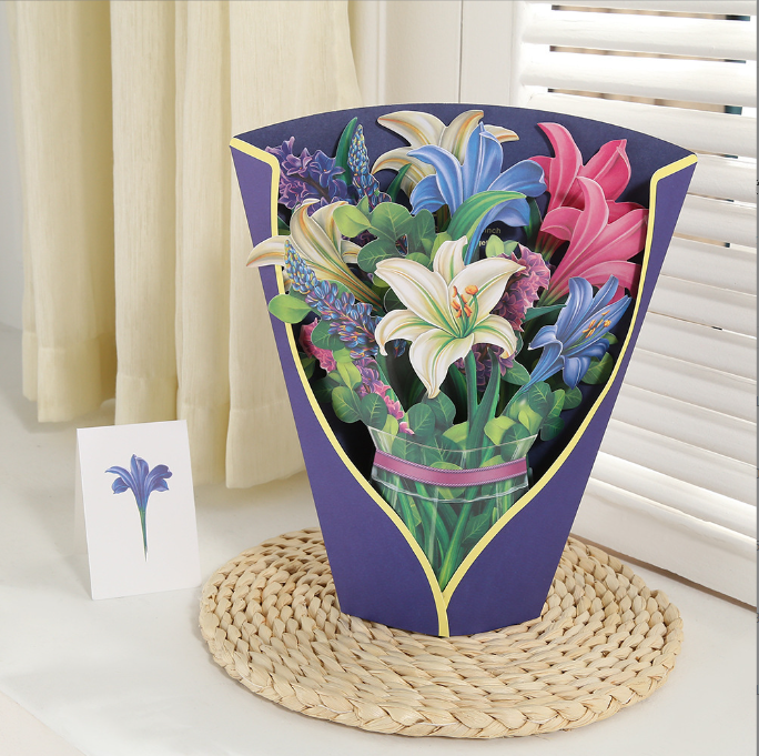 Realistic Pop-up Flower Art with Free Greeting Card