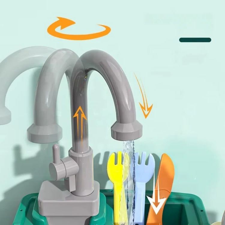Children's Play Kitchen with Interactive Water Tap