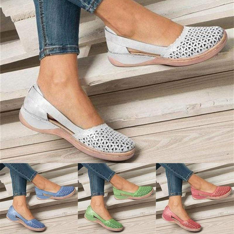 Comfortable PU Leather Flats for Bunions with Concealed Heel