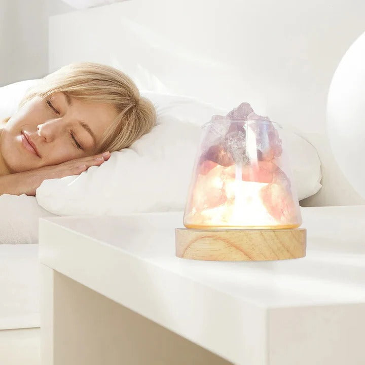 Himalayan Salt Lamp and Essential Oil Diffuser with Warm LED Light