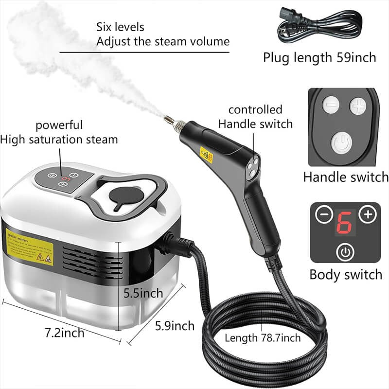2500W High Pressure Steam Cleaner with 5 Brush Heads
