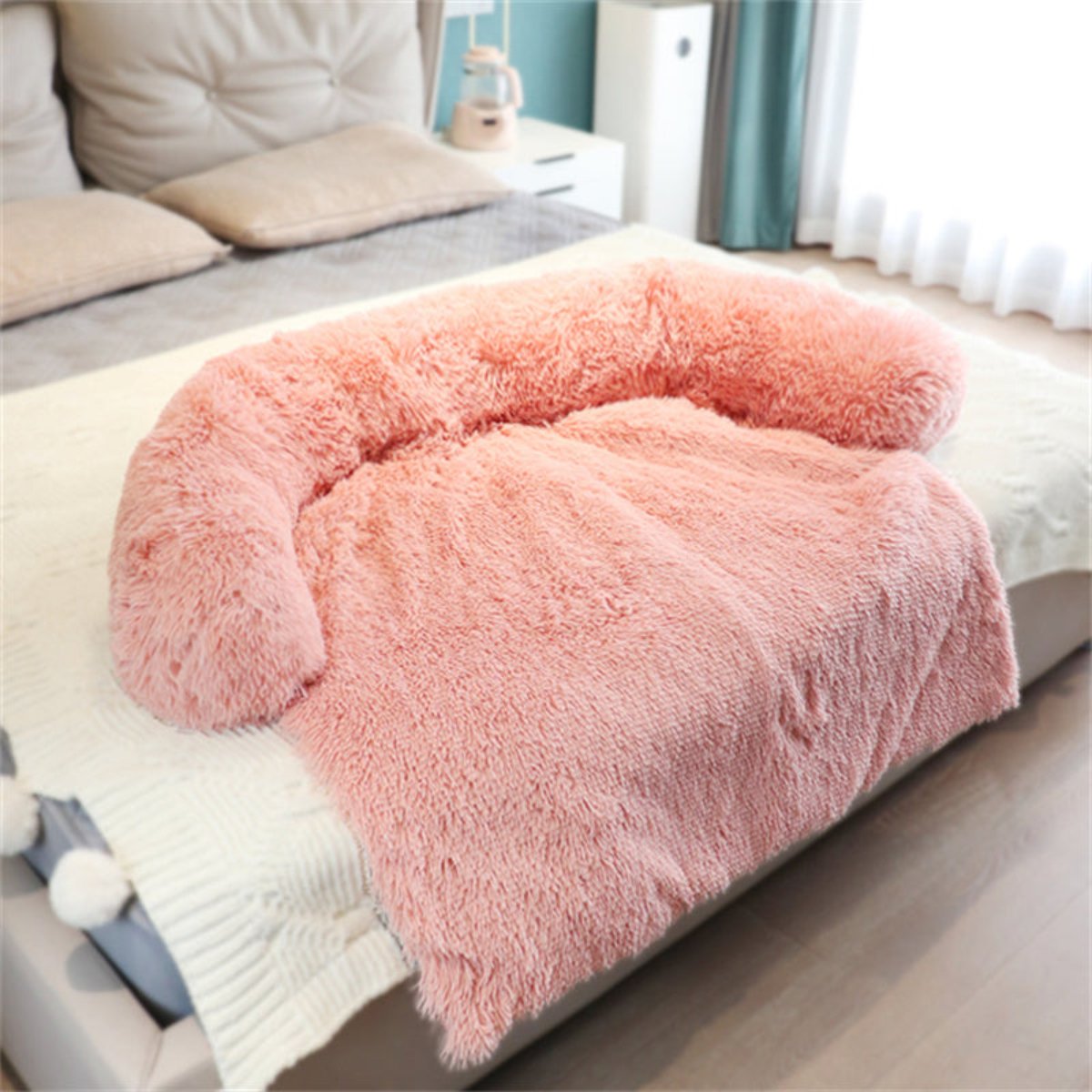 Plush Rectangular Dog Bed with Raised Edge for Comfort