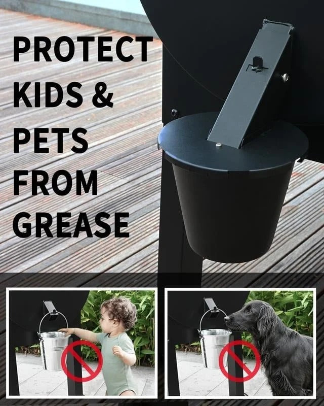 Upgraded Grill Grease Collector with Secure Lid and Reusable Liner