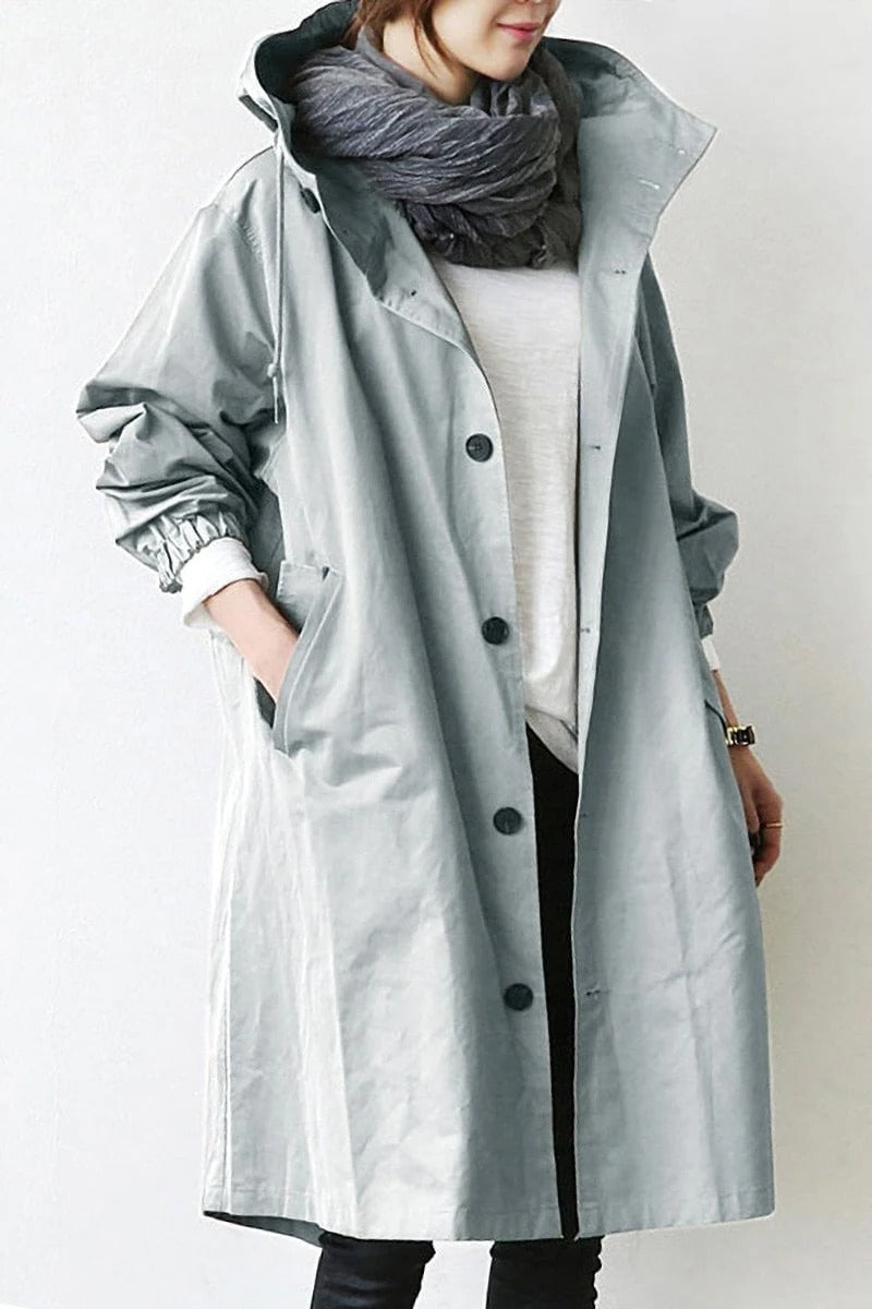 Elegant Hooded Waterproof Trench Coat for Women