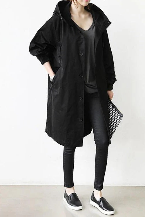 Elegant Hooded Waterproof Trench Coat for Women