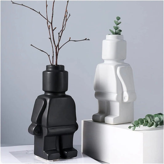 Ceramic Lego Flower Pot - Modern Minimalist Vase