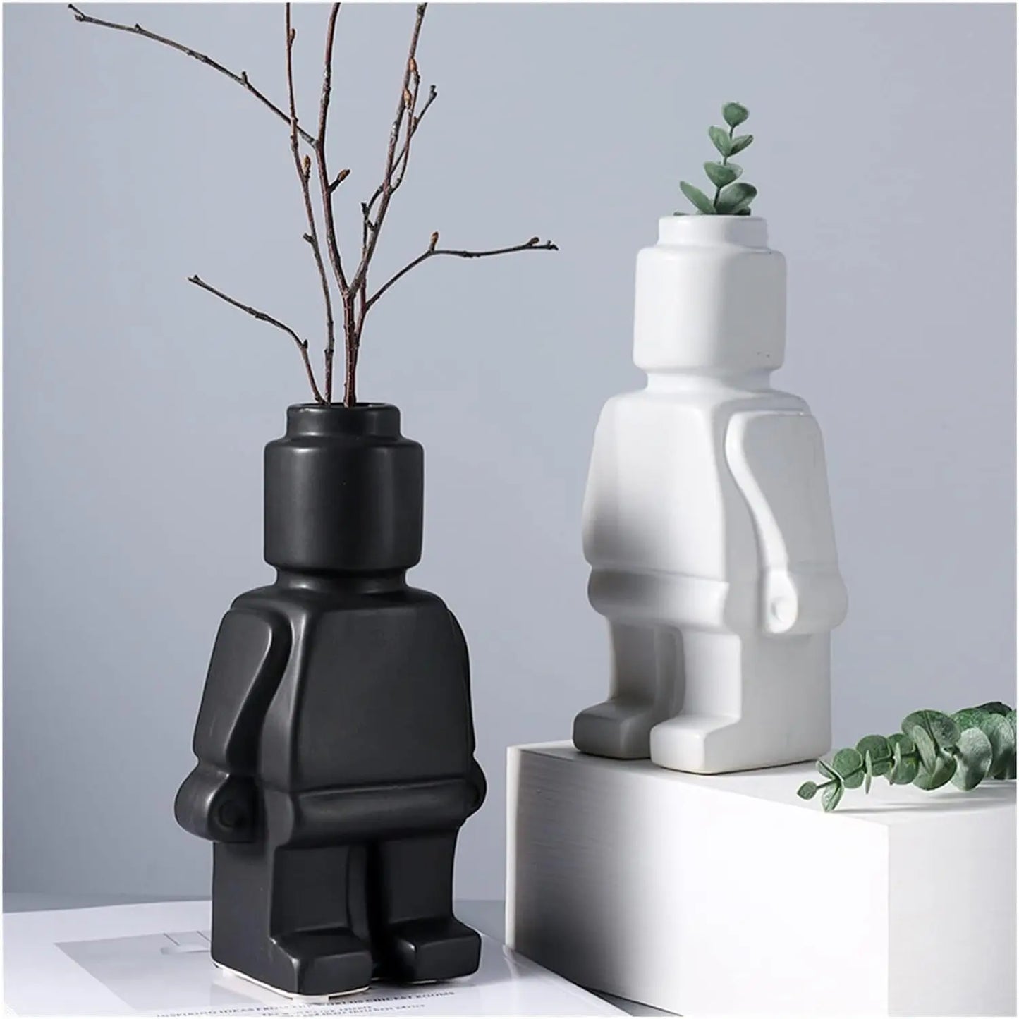 Ceramic Lego Flower Pot - Modern Minimalist Vase
