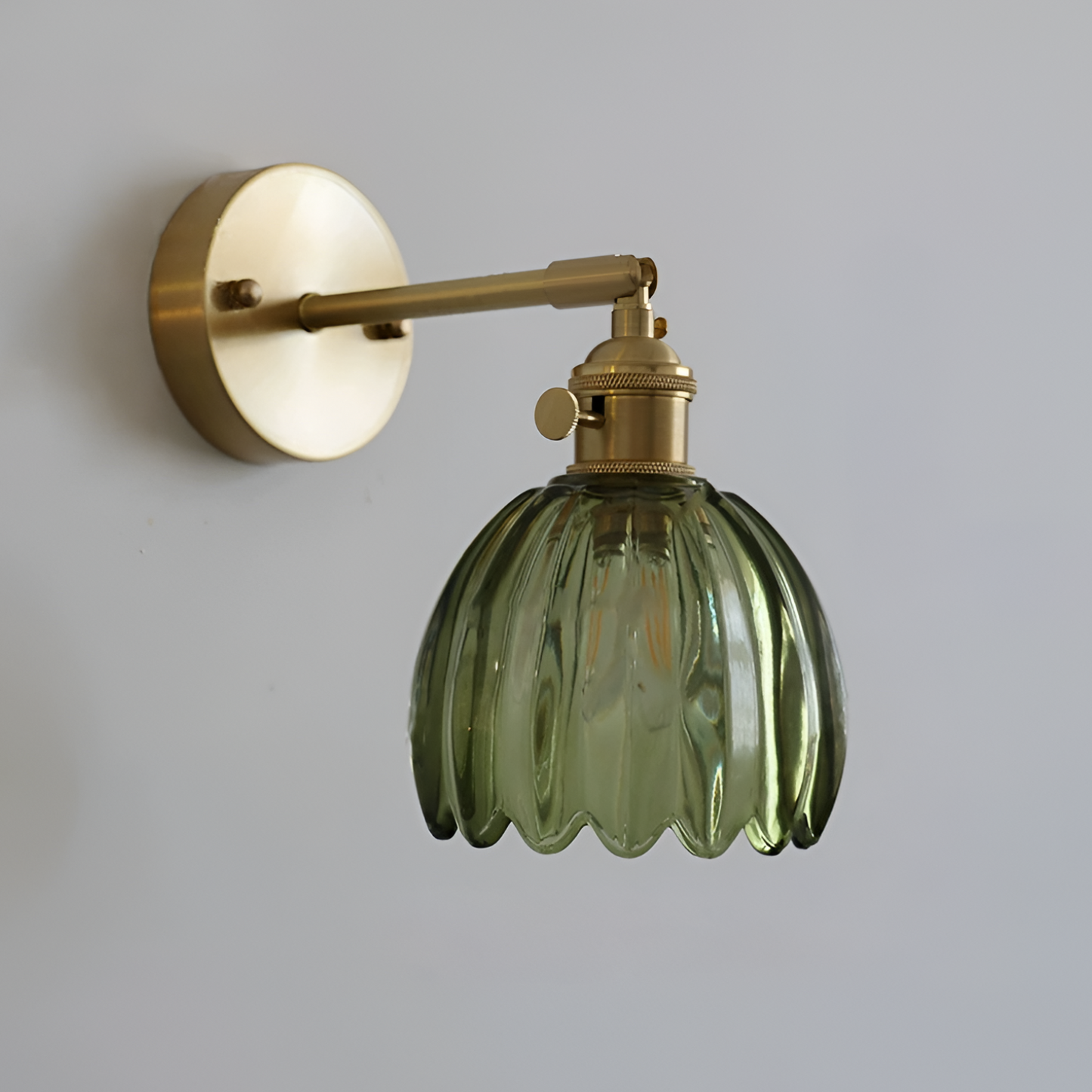 Modern Pink Ribbed Glass Wall Sconce with Brushed Gold Finish