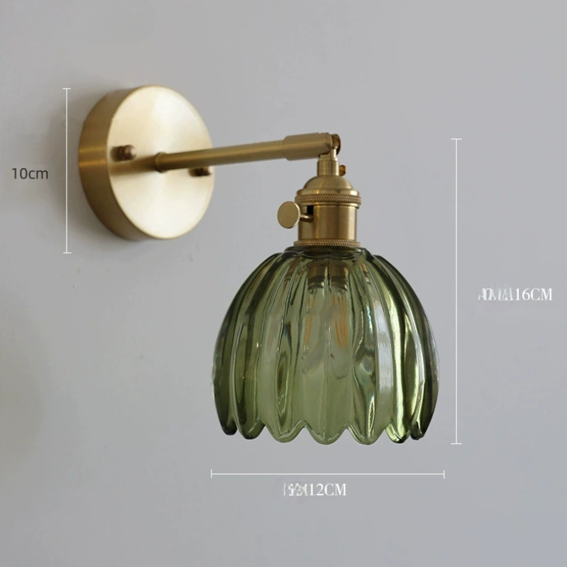Modern Pink Ribbed Glass Wall Sconce with Brushed Gold Finish