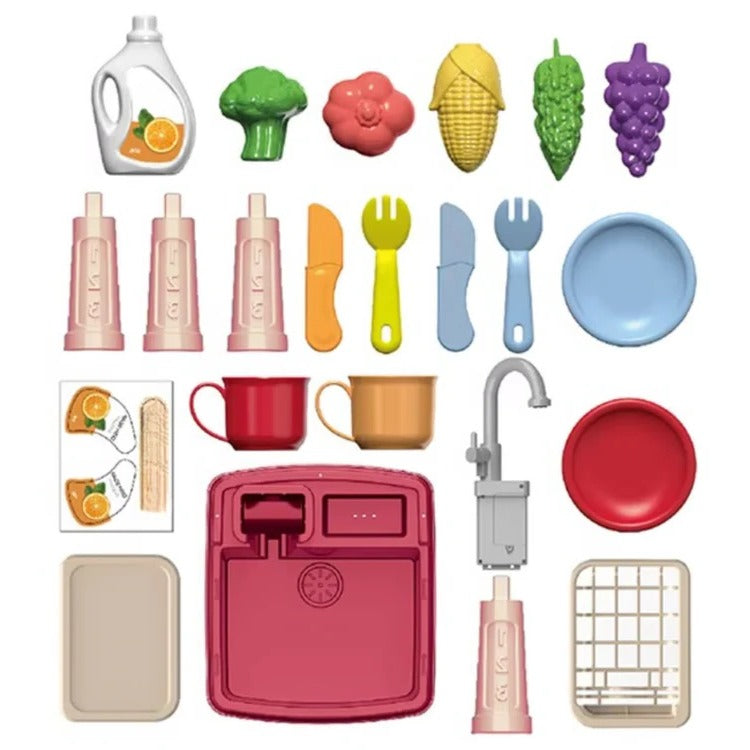 Children's Play Kitchen with Interactive Water Tap