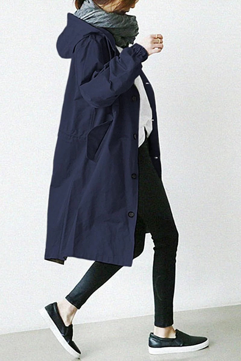 Elegant Hooded Waterproof Trench Coat for Women