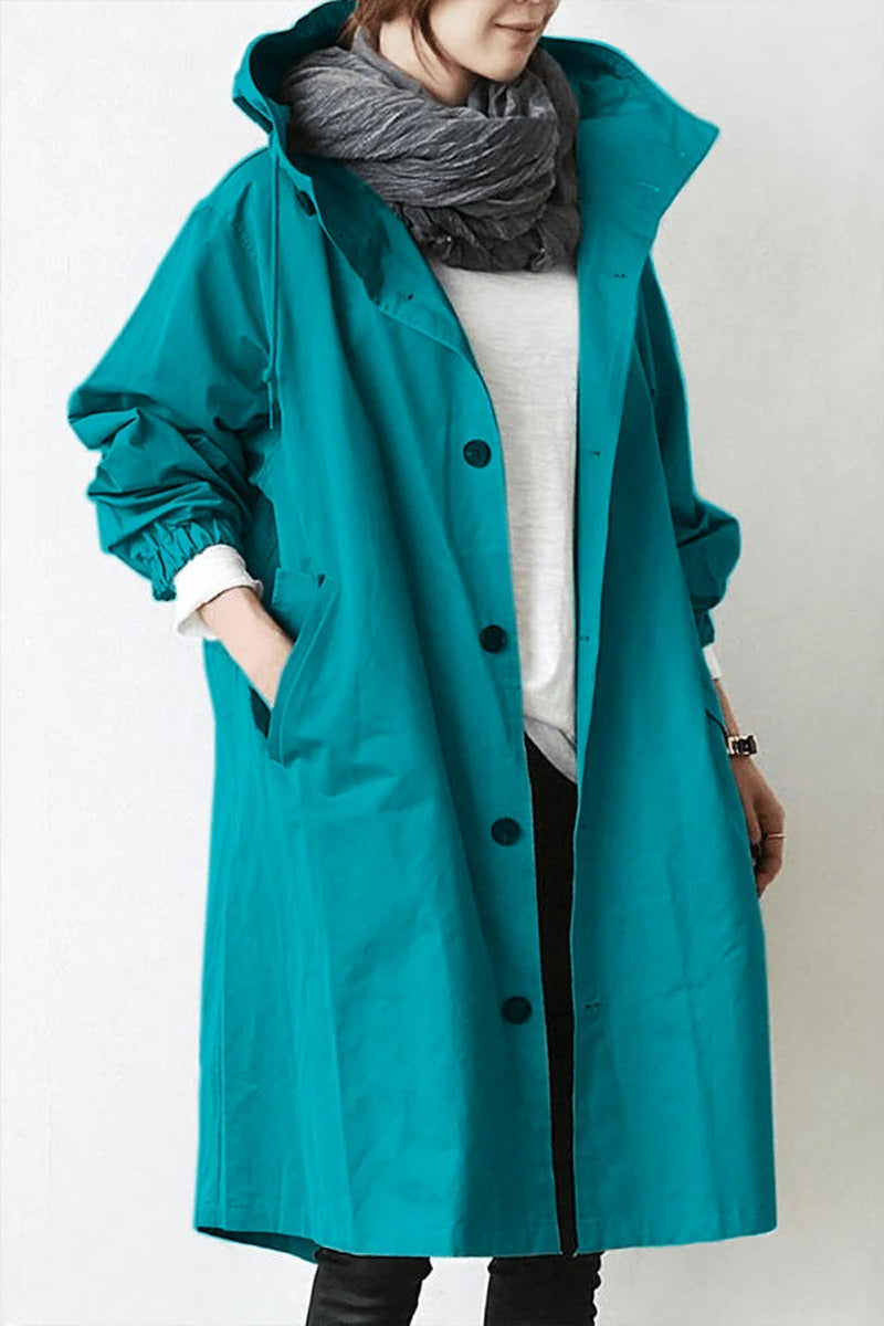 Elegant Hooded Waterproof Trench Coat for Women