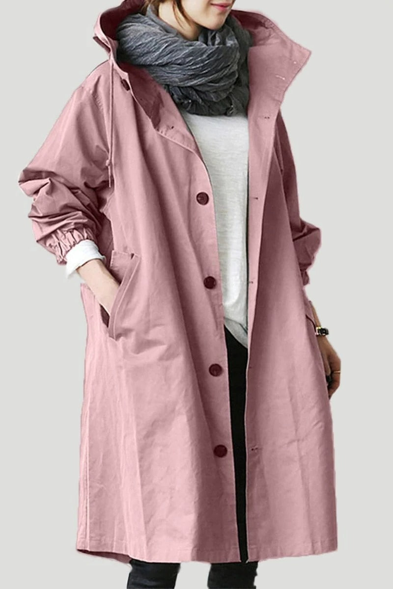 Elegant Hooded Waterproof Trench Coat for Women