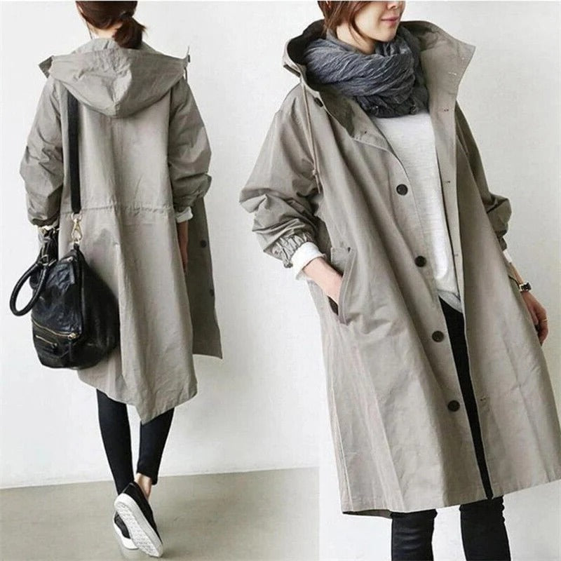 Elegant Hooded Waterproof Trench Coat for Women