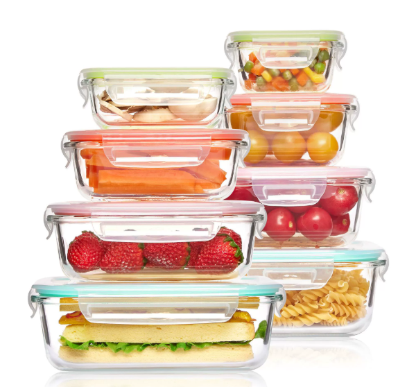 Airtight Glass Food Storage Containers Set with Lids - 8-Piece