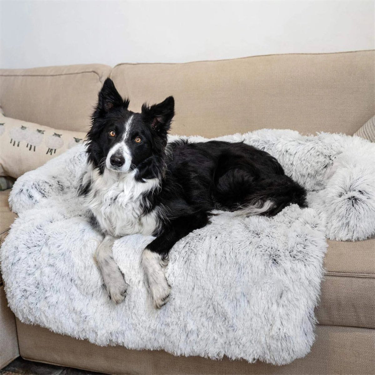 Plush Rectangular Dog Bed with Raised Edge for Comfort