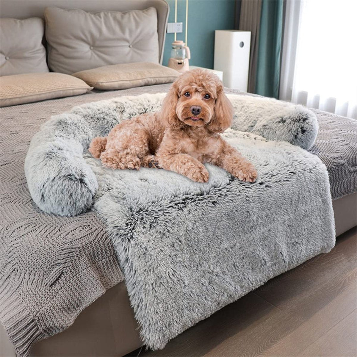 Plush Rectangular Dog Bed with Raised Edge for Comfort