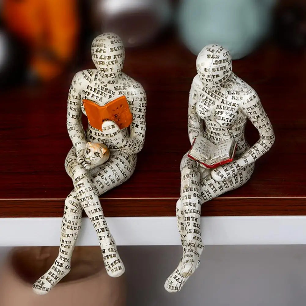 Sitting Reading Figure Decorative Accent for Book Lovers