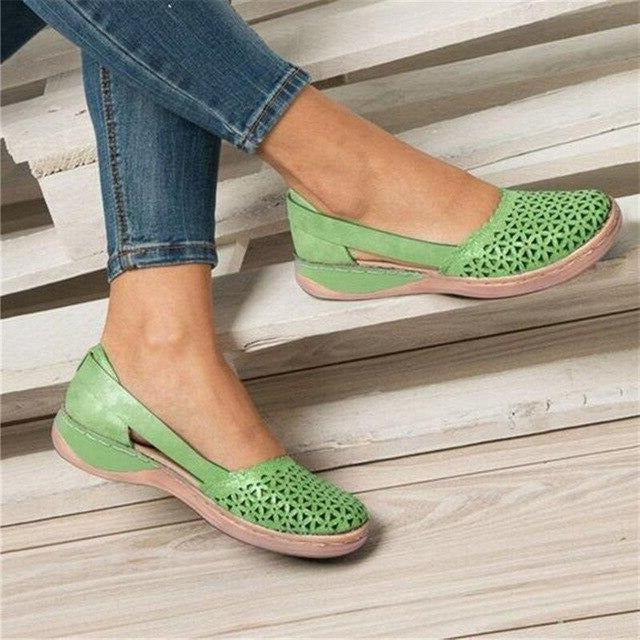 Comfortable PU Leather Flats for Bunions with Concealed Heel