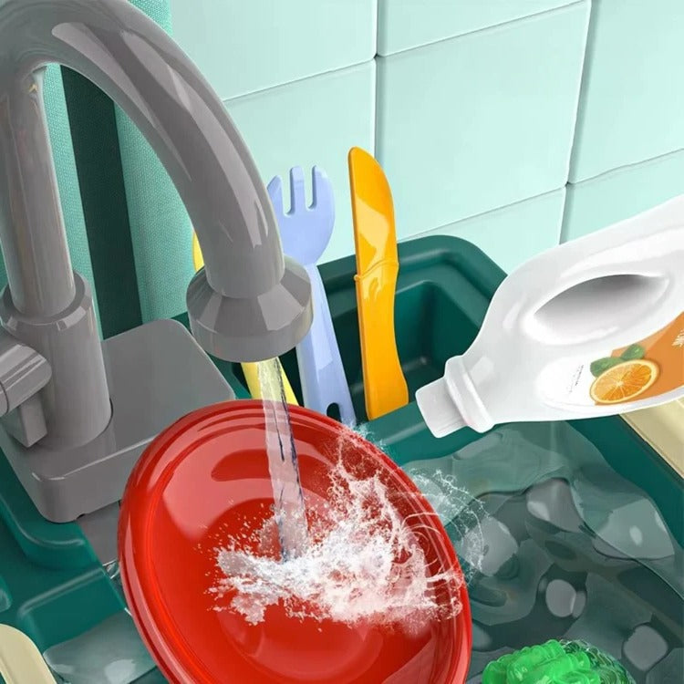 Children's Play Kitchen with Interactive Water Tap