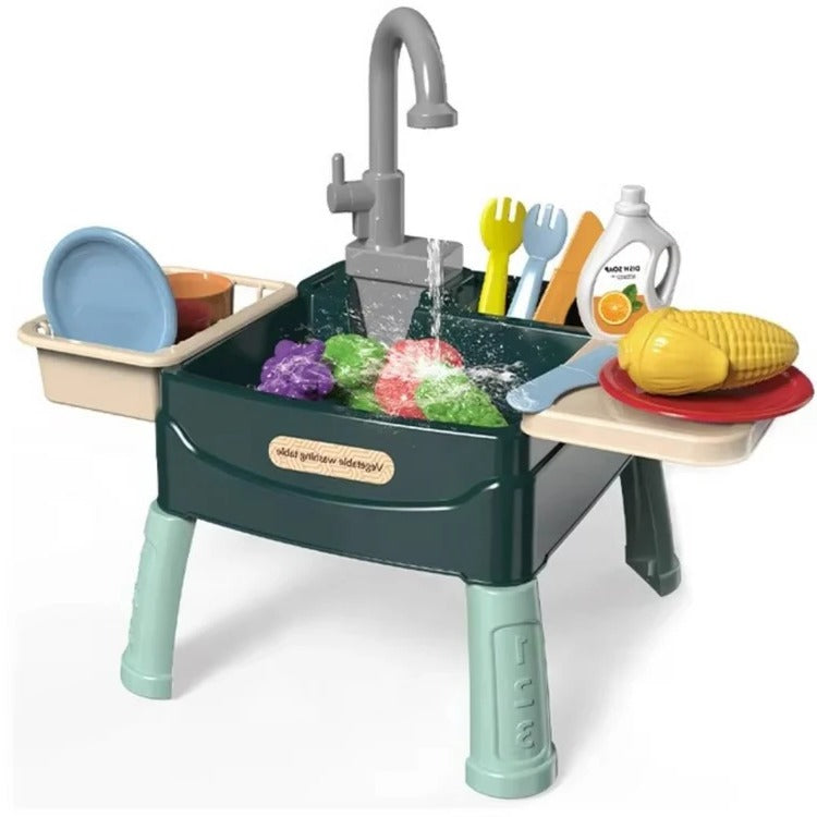 Children's Play Kitchen with Interactive Water Tap
