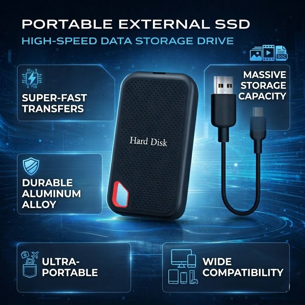 Portable External SSD Drive 500GB to 256TB High-Speed Storage