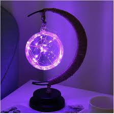 LED Moon Light Table Lamp - Glass Construction, Battery Operated