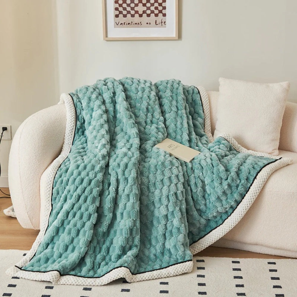 Bubble Textured Sherpa Fleece Cuddle Blanket