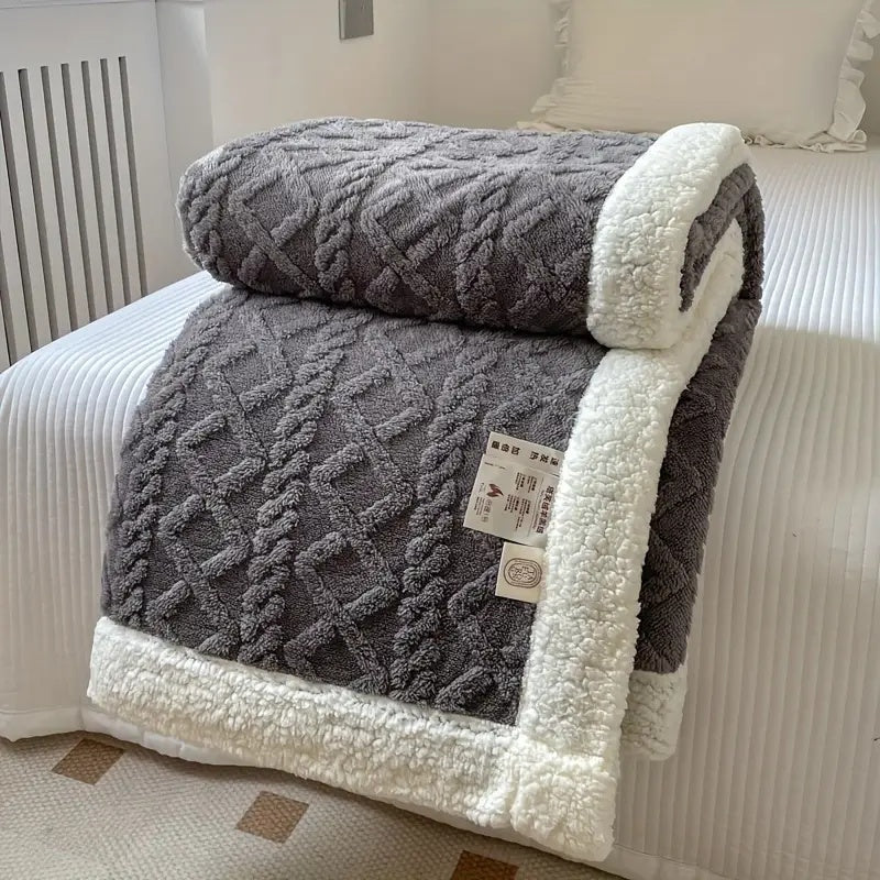 Reversible Soft Sherpa Fleece Snuggle Blanket