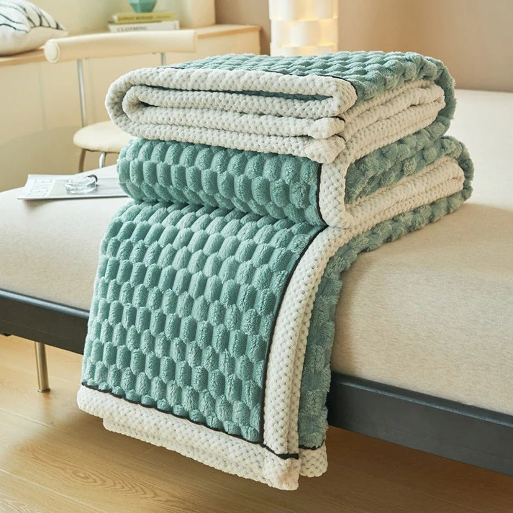 Bubble Textured Sherpa Fleece Cuddle Blanket