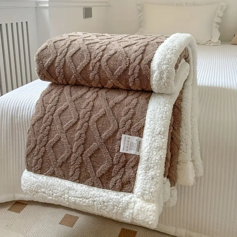 Reversible Soft Sherpa Fleece Snuggle Blanket