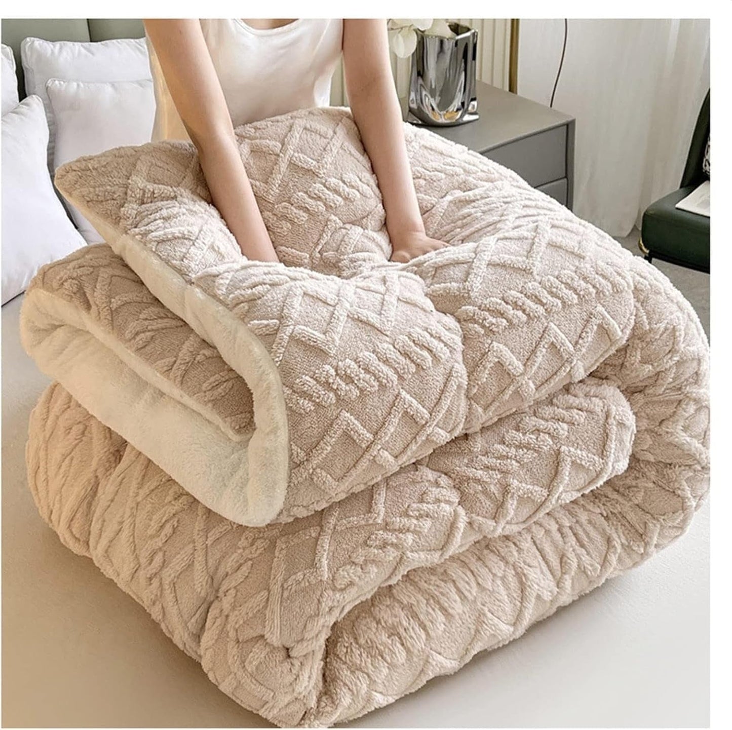 Reversible Thick Sherpa Fleece Blanket