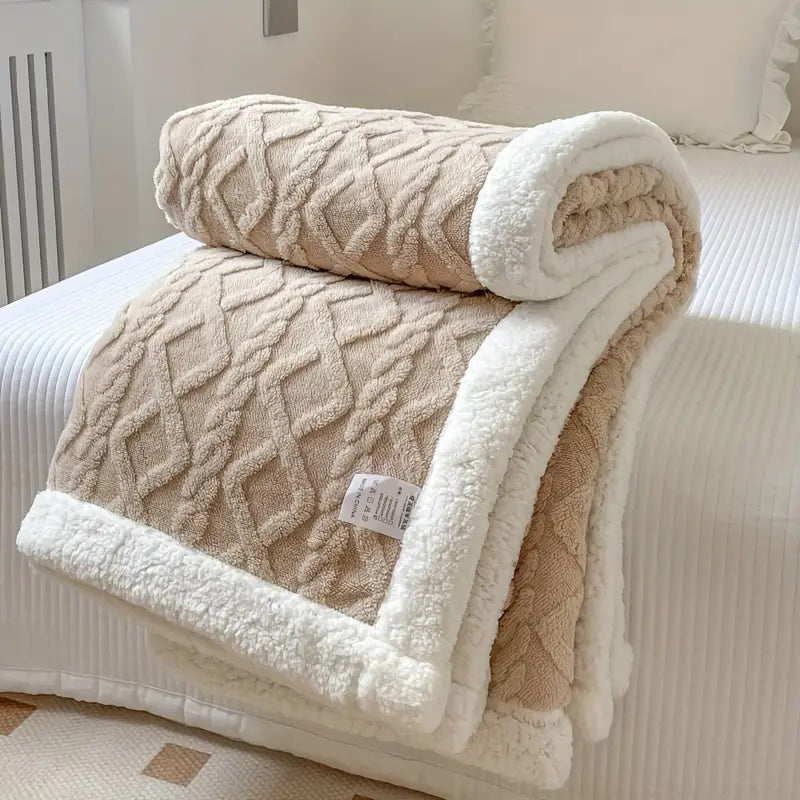 Reversible Soft Sherpa Fleece Snuggle Blanket
