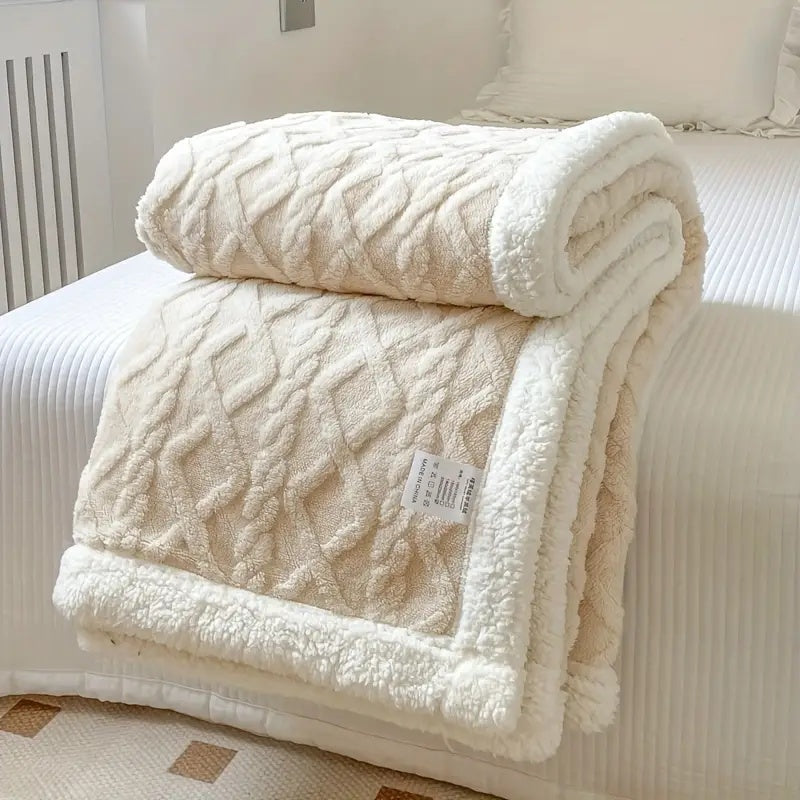 Reversible Soft Sherpa Fleece Snuggle Blanket