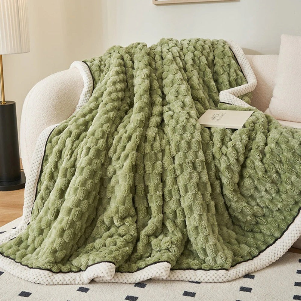 Bubble Textured Sherpa Fleece Cuddle Blanket