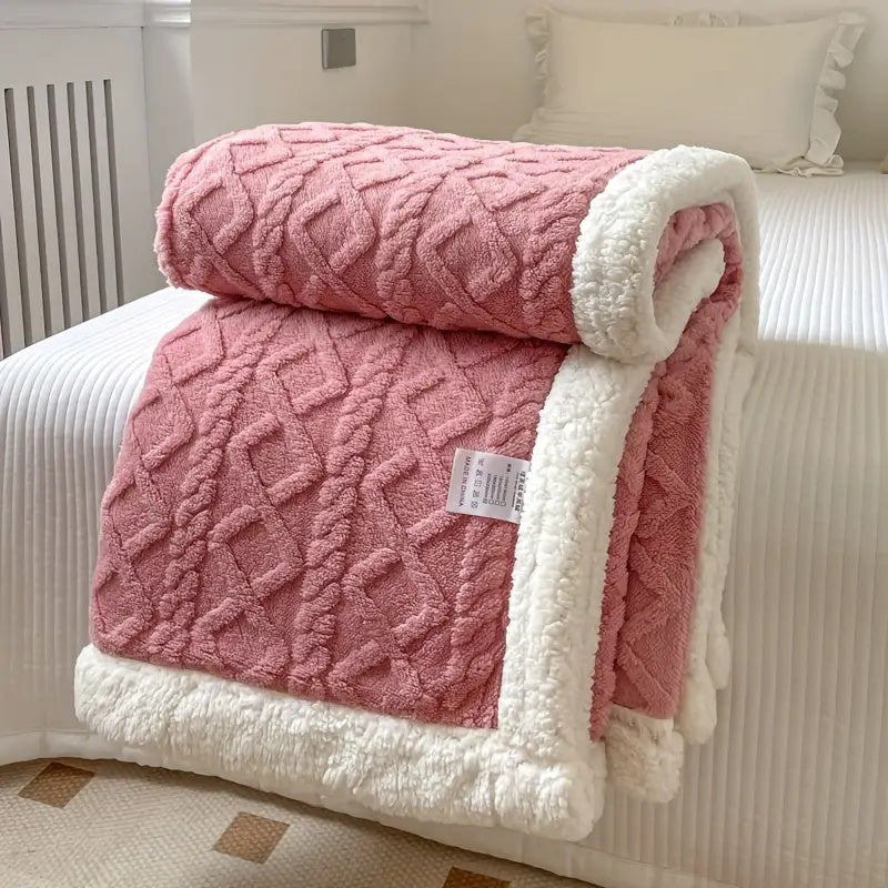 Reversible Soft Sherpa Fleece Snuggle Blanket